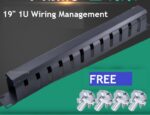 [1U] 19" Horizontal Cable Management Panel - Metal Duct with Cover (Black Textured) - Image 2
