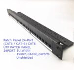 Cat6 RJ45 24port Patch Unshielded Panel UTP 1U Black with Shelf - Image 2