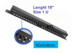 [1U] 19" Horizontal Cable Management Panel - Metal Duct with Cover (Black Textured)