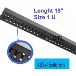[1U] 19" Horizontal Cable Management Panel - Metal Duct with Cover (Black Textured)