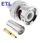 BNC Connector, 75Ω, Crimp Straight Body RG58, 2.5C2V, ST212, RG142