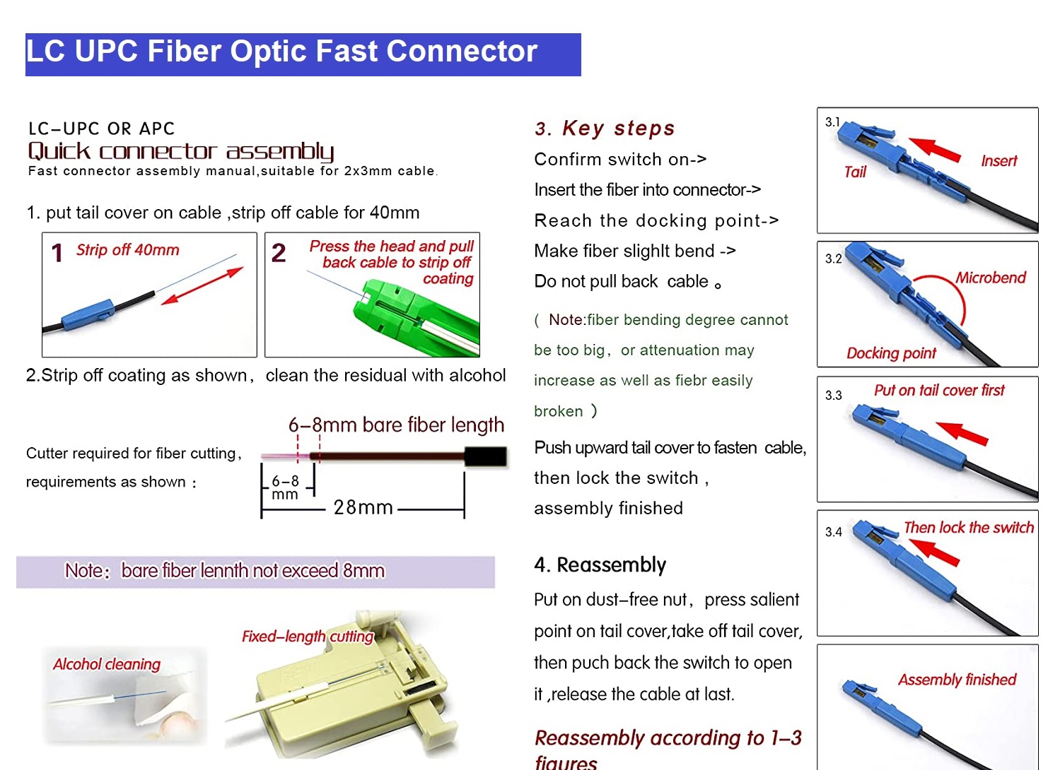 Lc Optical Interface LC/UPC Optical Fiber Quick Connector Fiber Optic Fast LC Connector – ETL