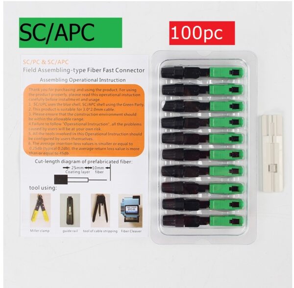 Fiber Optic Quick Fast Connector UPC FTTH SC/APC (100pc) – ETL