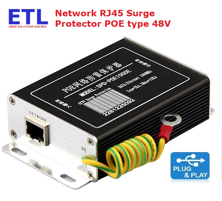 48V Network RJ45 [SPD] Surge Protector POE Gigabit POE Lightning ...