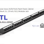 Cat3 Telephone Port RJ11 Voice Patch Panel1U Black 25/50 port