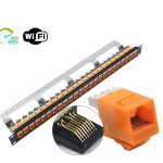 Cat6A RJ45 24port Patch shielded Panel FTP STP 1U Black with Shelf