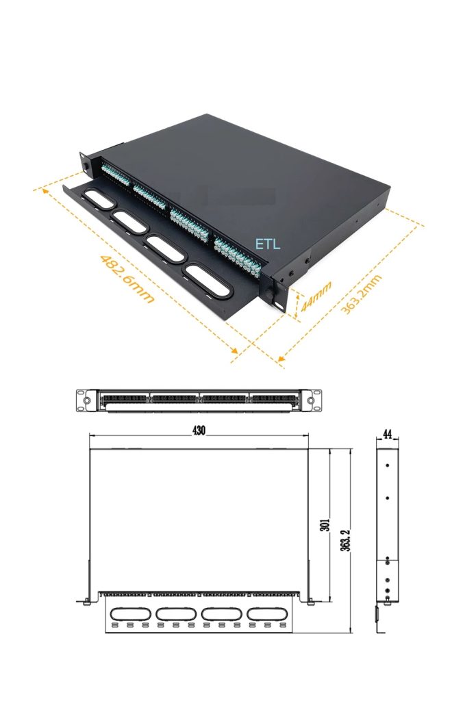 Fiber Optic MPO ODF 1U Patch Panel OP MPT TO LC CASSETTE MODULE – ETL