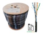 Cat6 Outdoor Lan Cable 23AWG FTP Shielded (Gel-Filled/Jelly) Waterproof PE Jacket - Black [305M/1000ft]