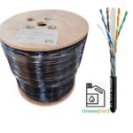 Cat6 Outdoor Lan Cable 23AWG FTP Shielded (Gel-Filled/Jelly) Waterproof PE Jacket - Black [305M/1000ft]